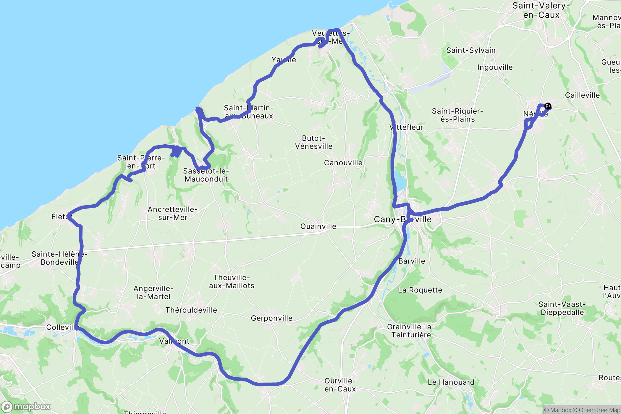 Néville : carte du parcours de randonnée - France