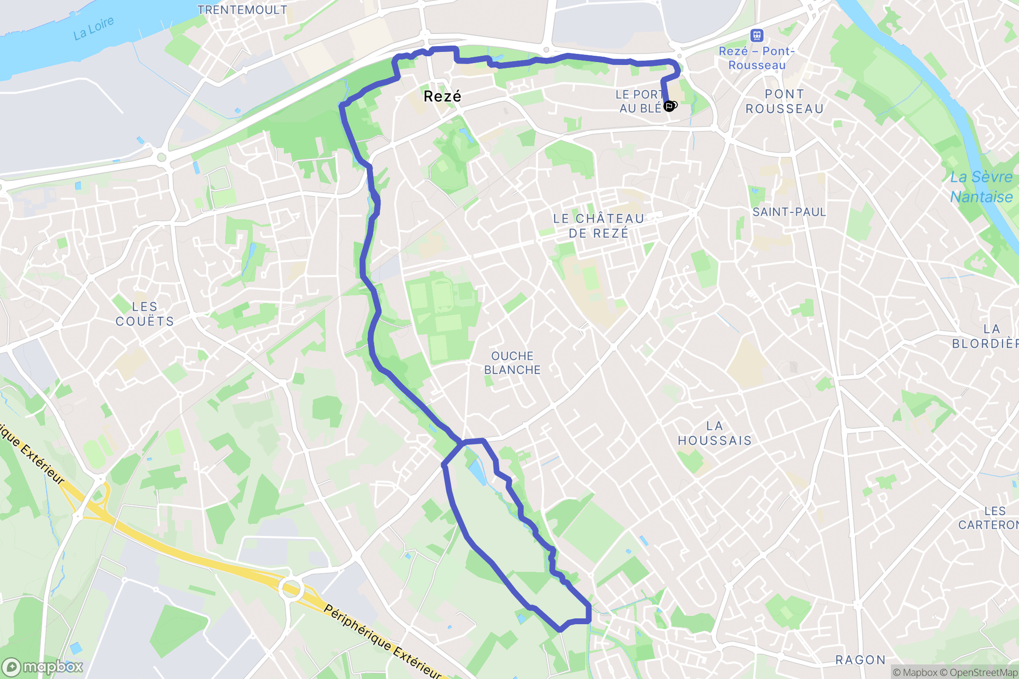 Rezé : carte du parcours de randonnée - France