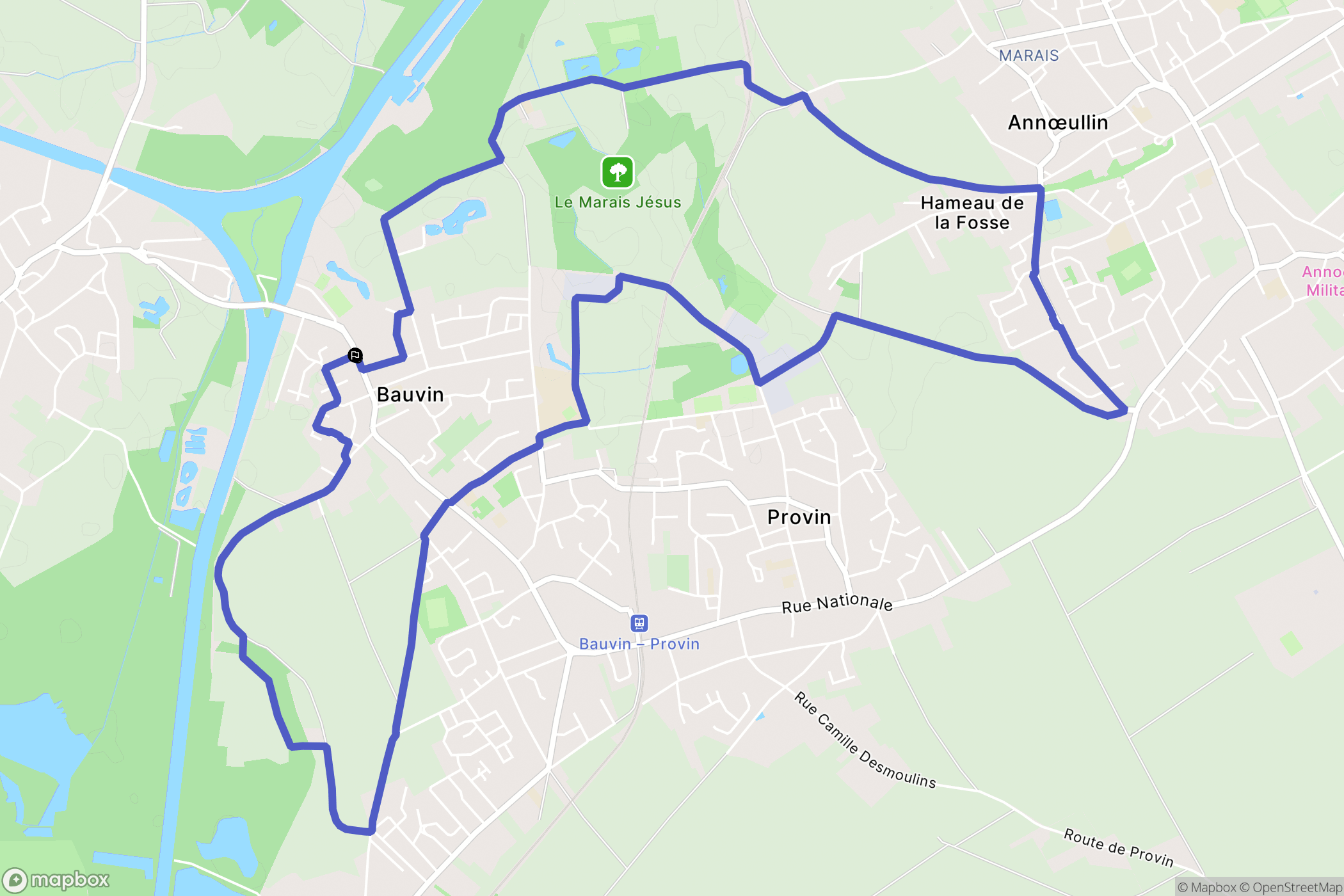 Bauvin : carte du parcours de randonnée - France