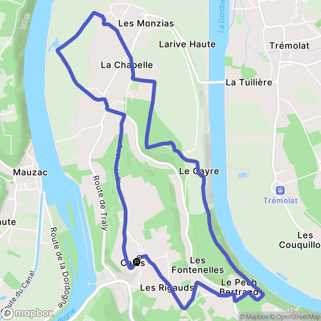Calès : carte du parcours de randonnée - France