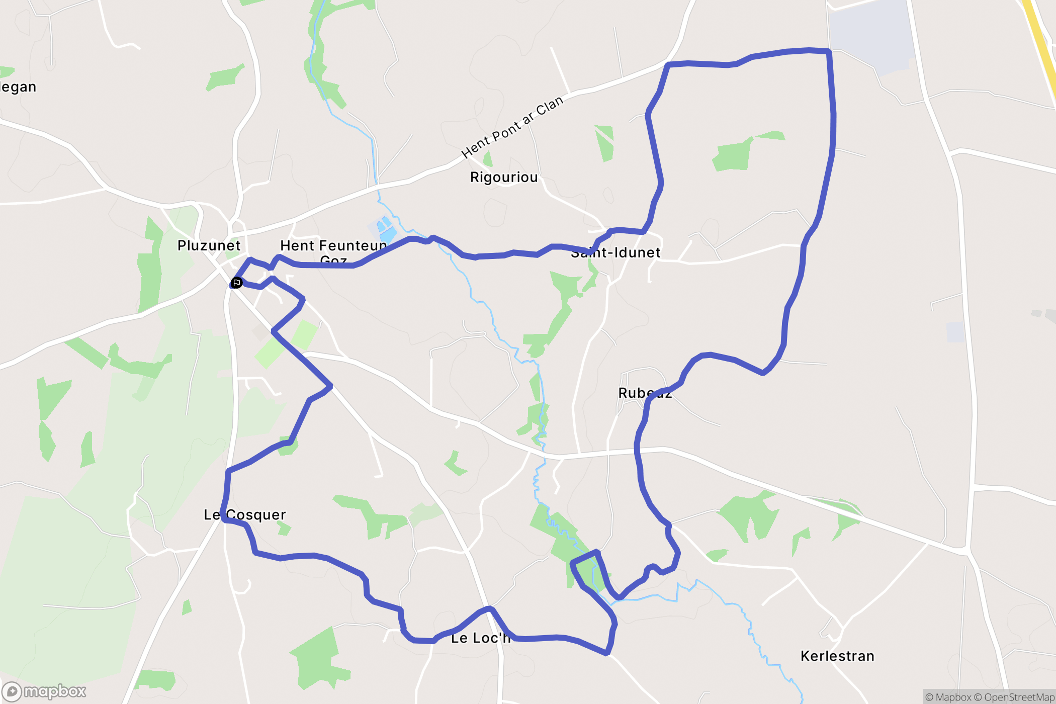 Pluzunet : carte du parcours de randonnée - France