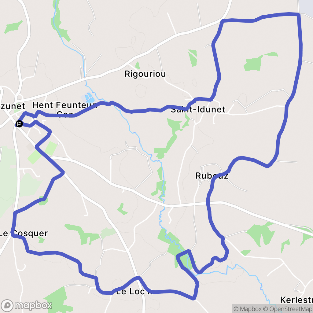 Pluzunet : carte du parcours de randonnée - France