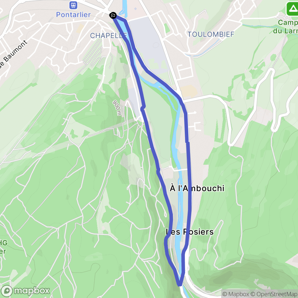 Pontarlier : carte du parcours de randonnée - France