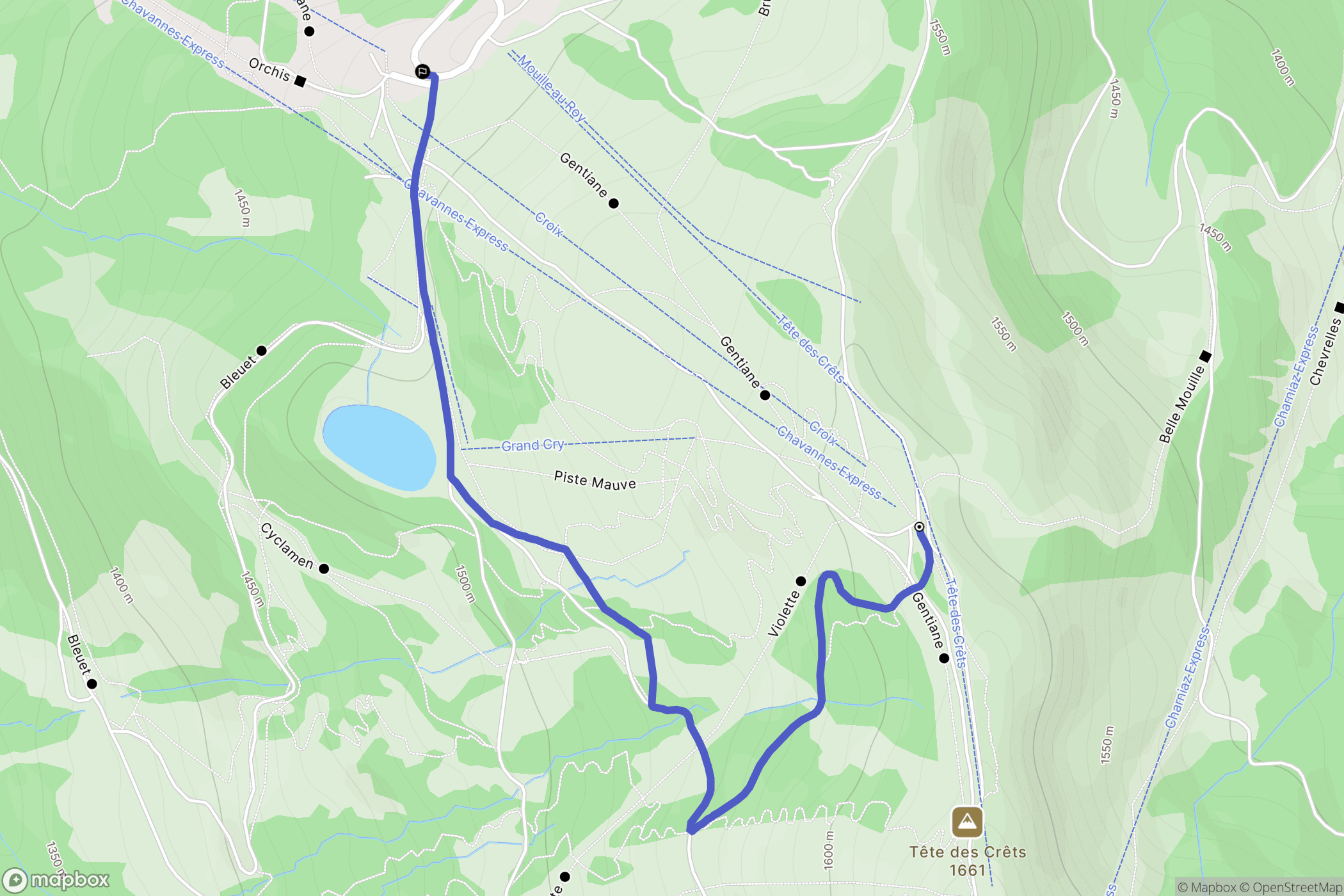 Verchaix : carte du parcours de randonnée - France