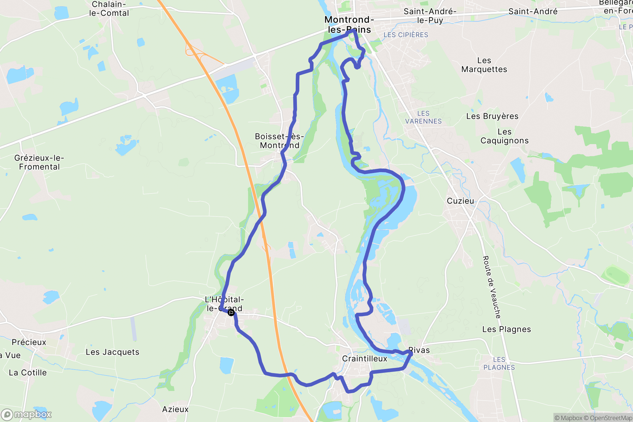L'Hôpital-le-Grand : carte du parcours de randonnée - France