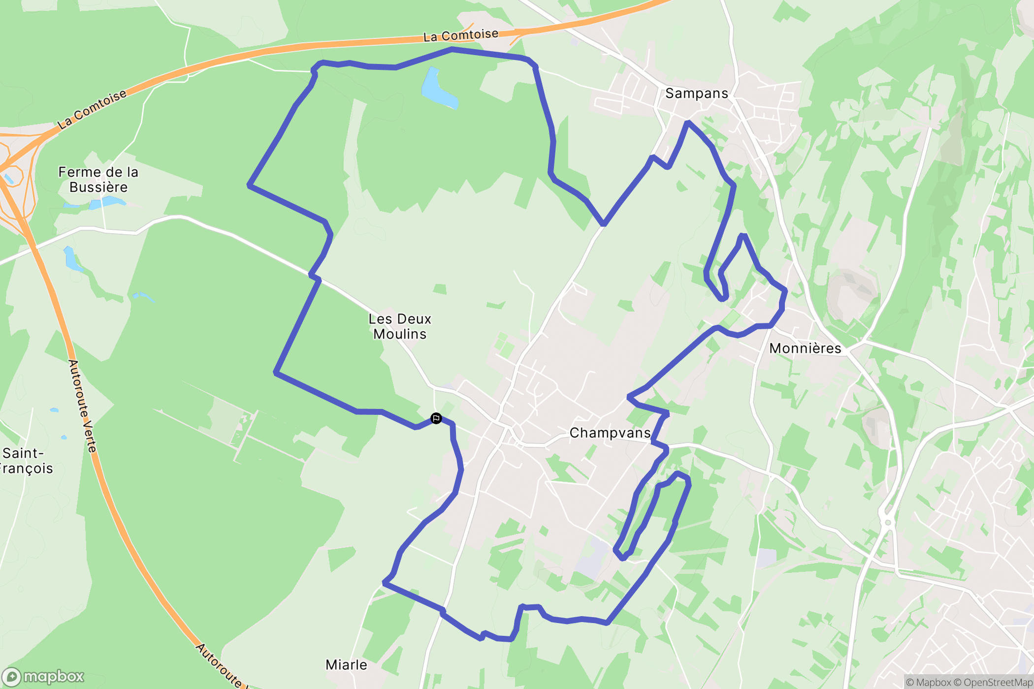 Champvans : carte du parcours de randonnée - France