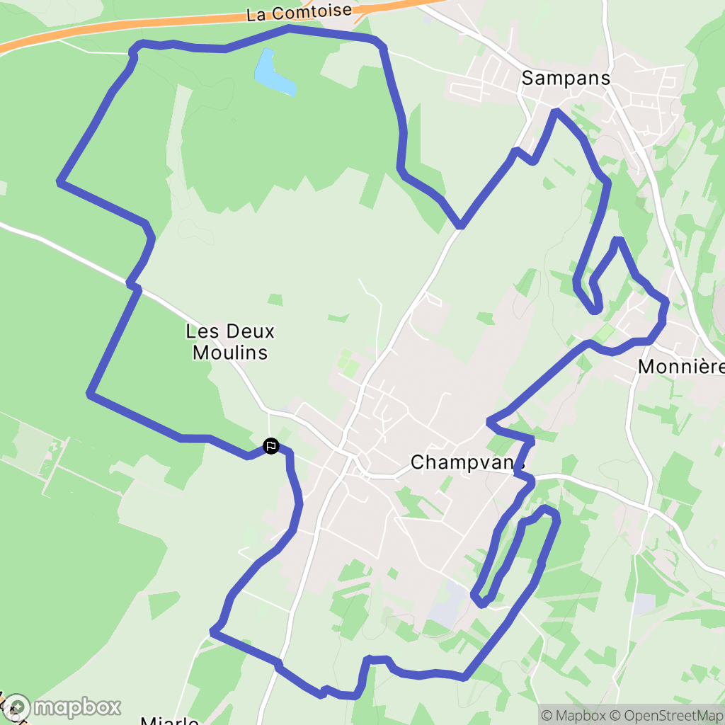 Champvans : carte du parcours de randonnée - France