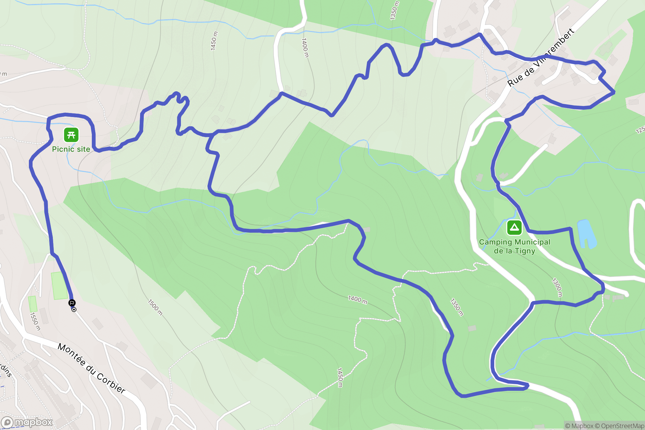 Villarembert : carte du parcours de randonnée - France