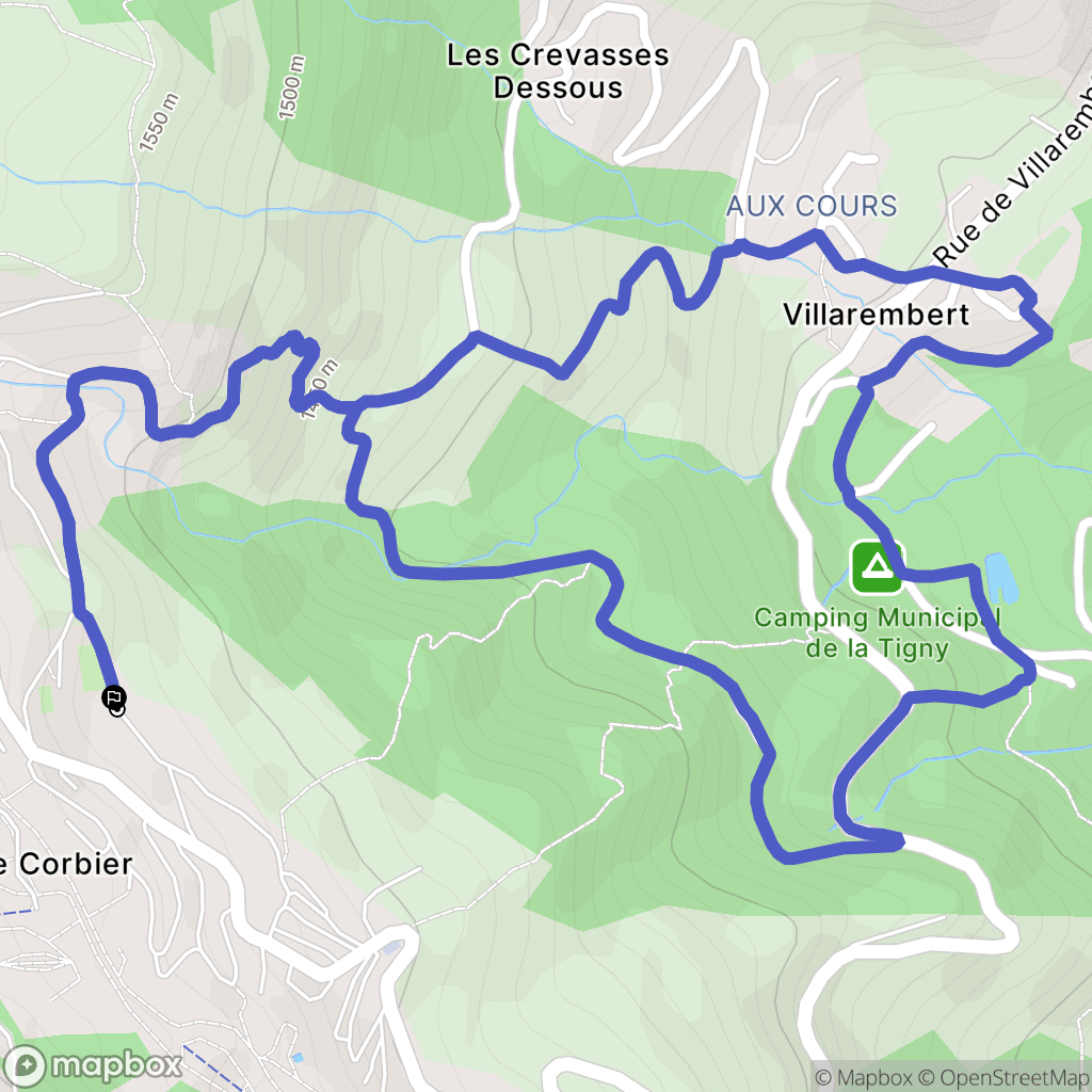 Villarembert : carte du parcours de randonnée - France