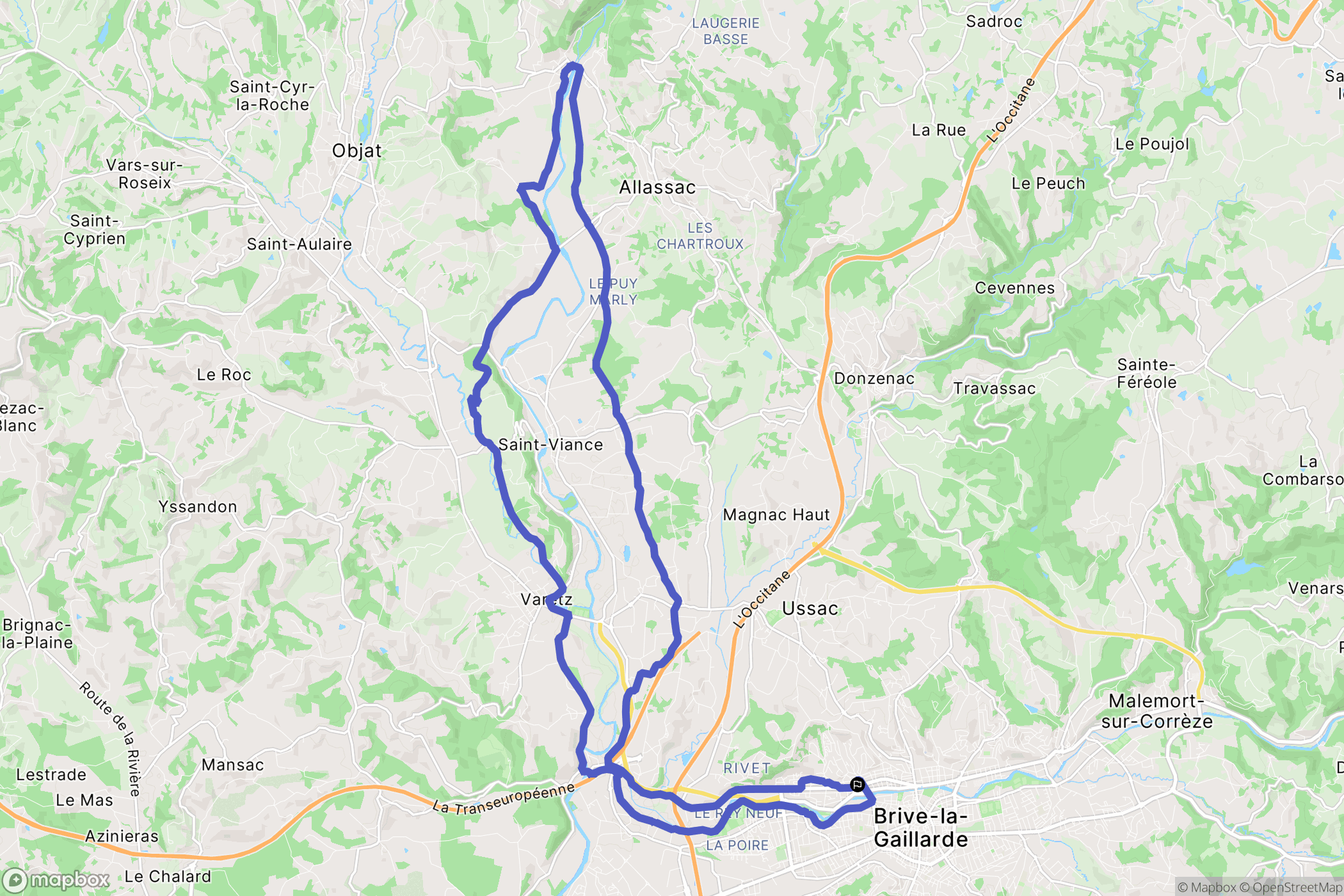 Brive-la-Gaillarde : carte du parcours de randonnée - France