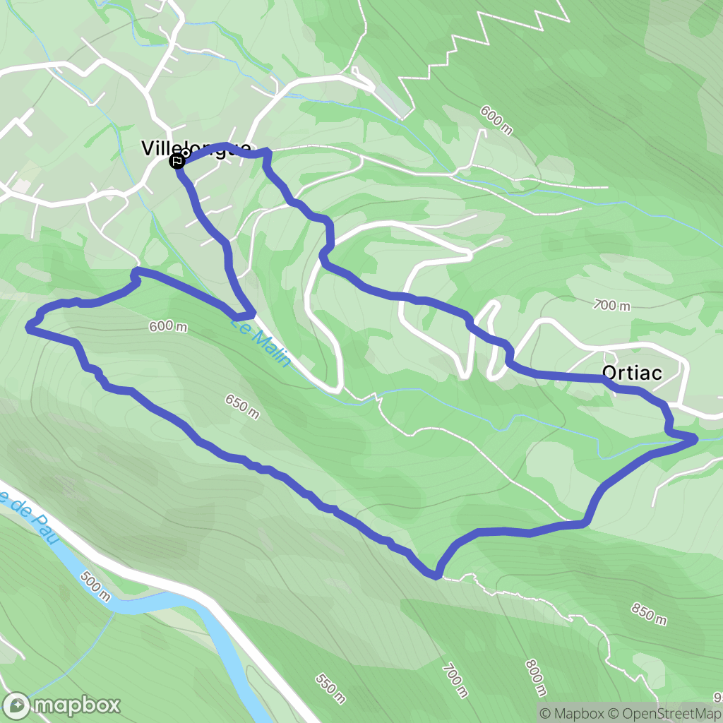 Villelongue : carte du parcours de randonnée - France