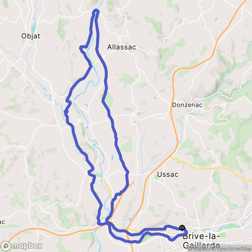 Brive-la-Gaillarde : carte du parcours de randonnée - France