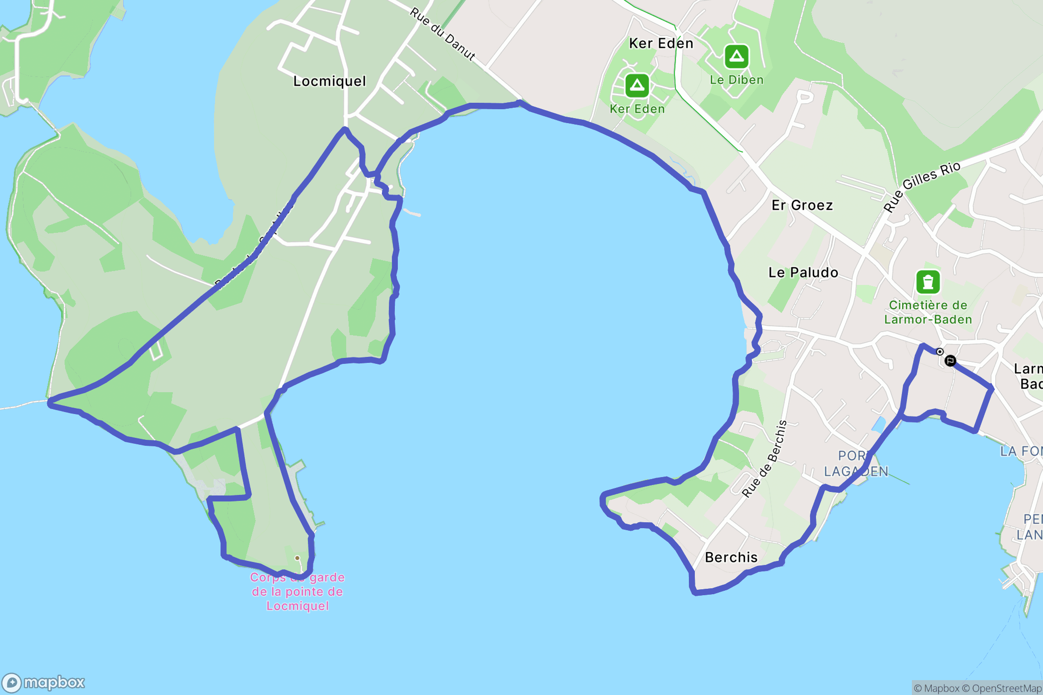 Larmor-Baden : carte du parcours de randonnée - France