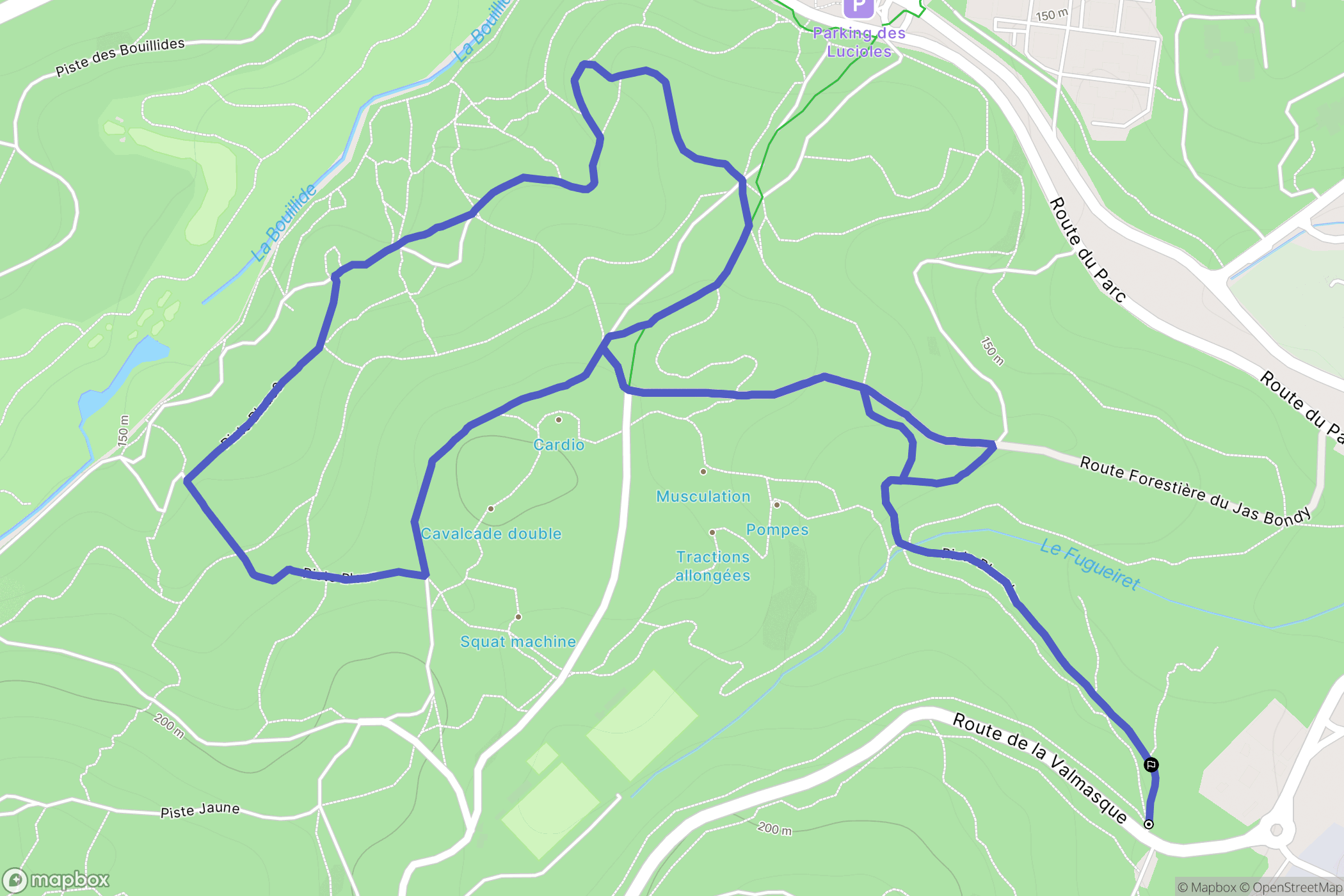Valbonne : carte du parcours de randonnée - France
