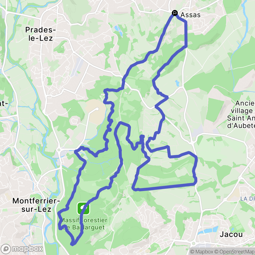 Assas : carte du parcours de randonnée - France