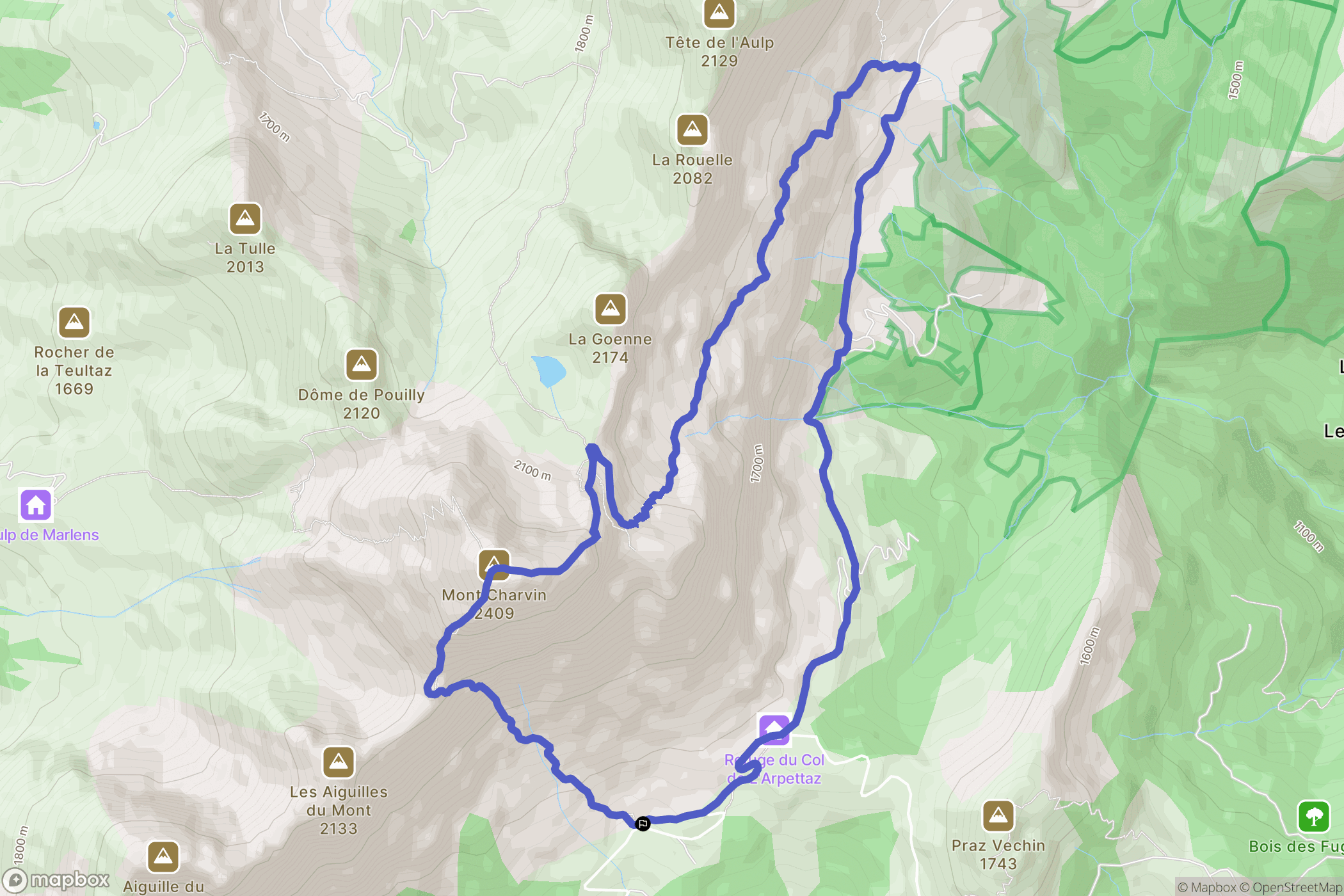 Ugine : carte du parcours de randonnée - France