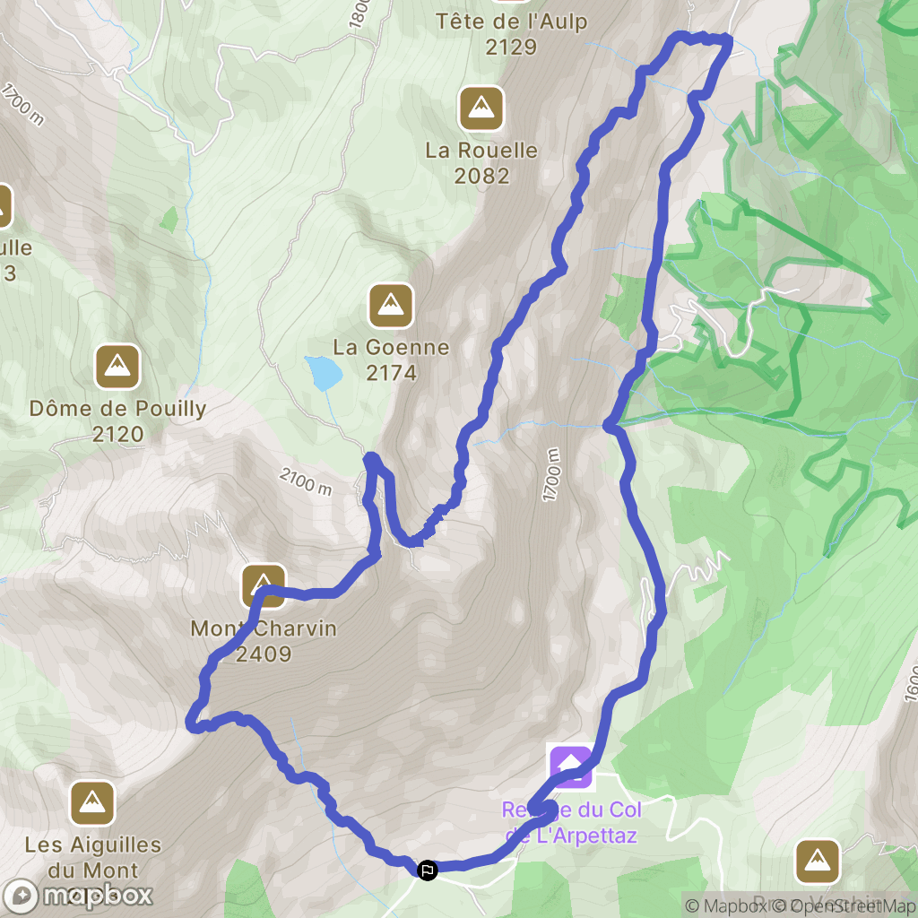 Ugine : carte du parcours de randonnée - France