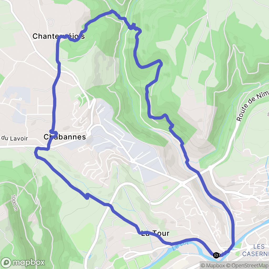 Mende : carte du parcours de randonnée - France
