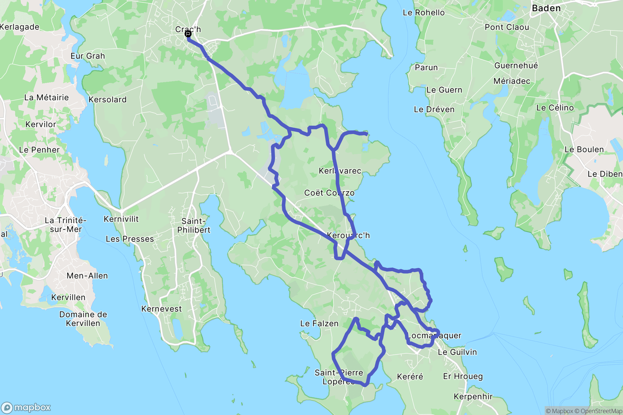 Crac'h : carte du parcours de randonnée - France