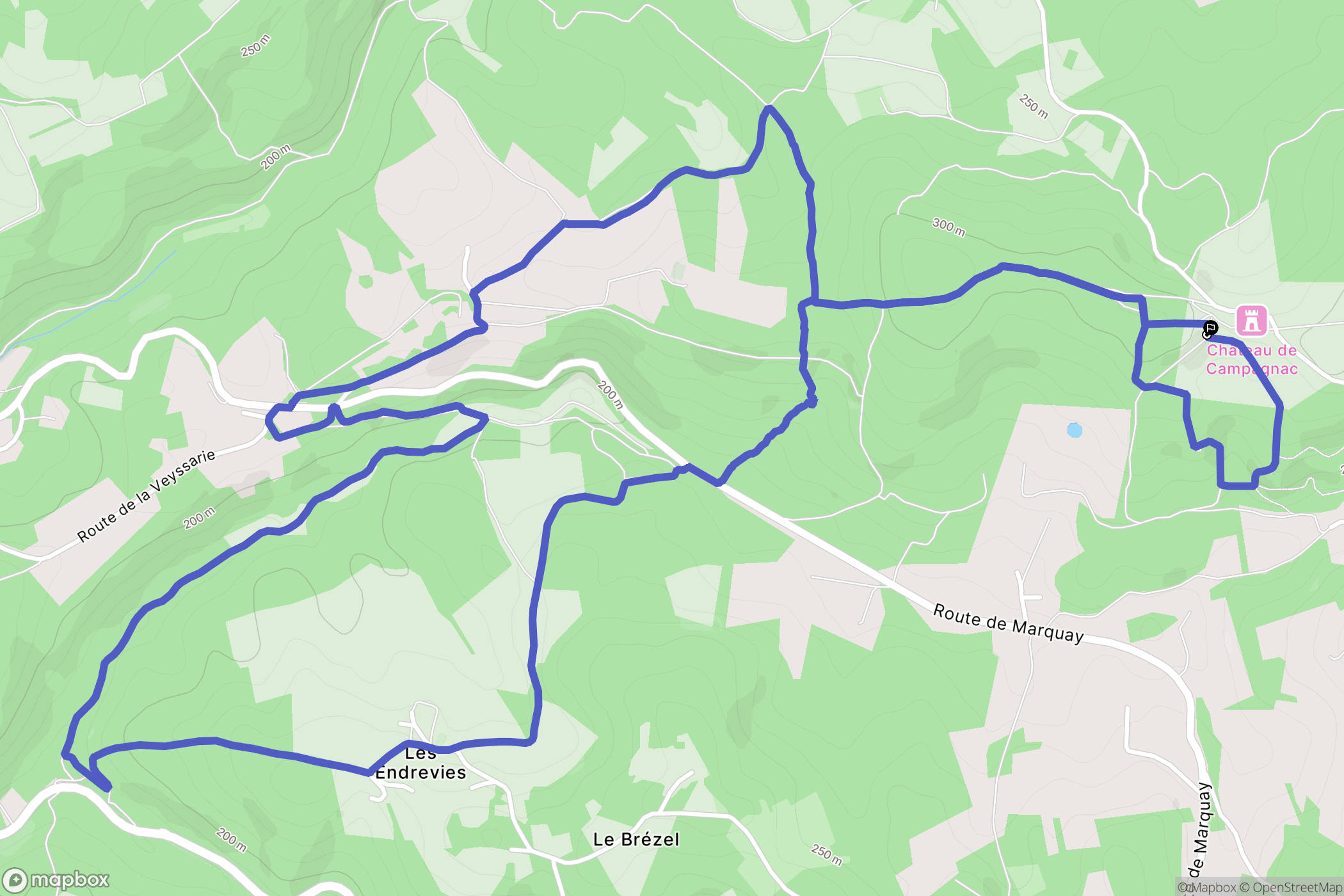 Sarlat-la-Canéda : carte du parcours de randonnée - France