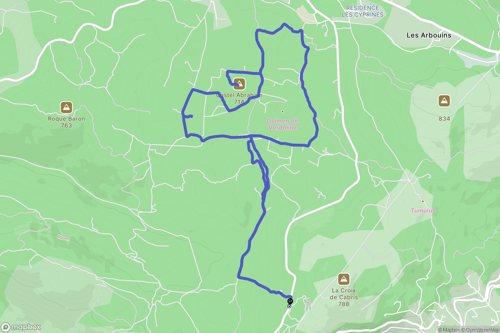Spéracèdes : carte du parcours de randonnée - France