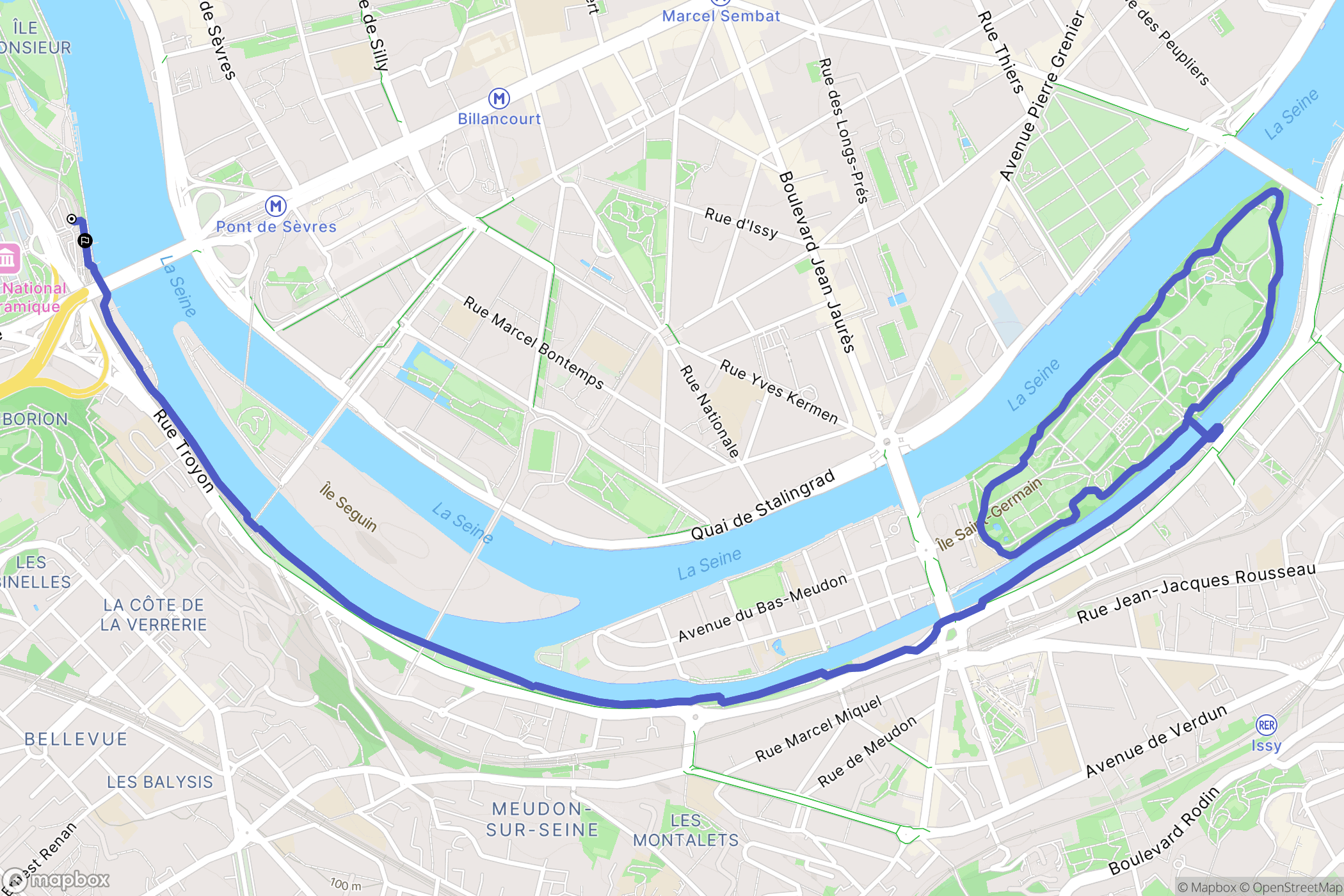 Sèvres : carte du parcours de randonnée - France
