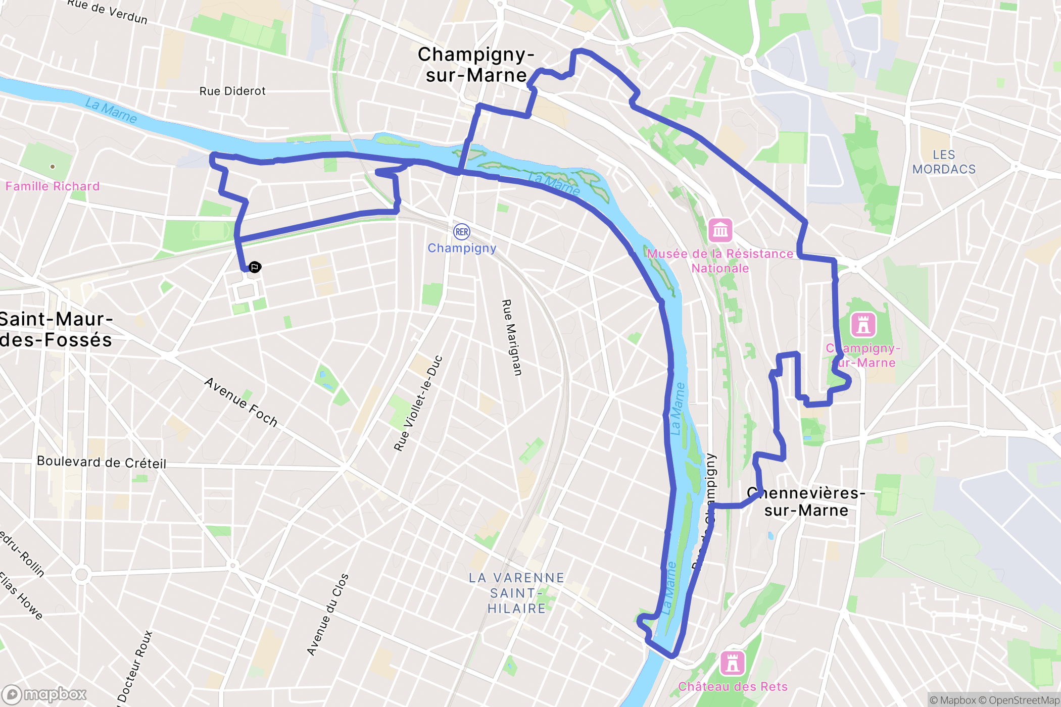 Saint-Maur-des-Fossés : carte du parcours de randonnée - France