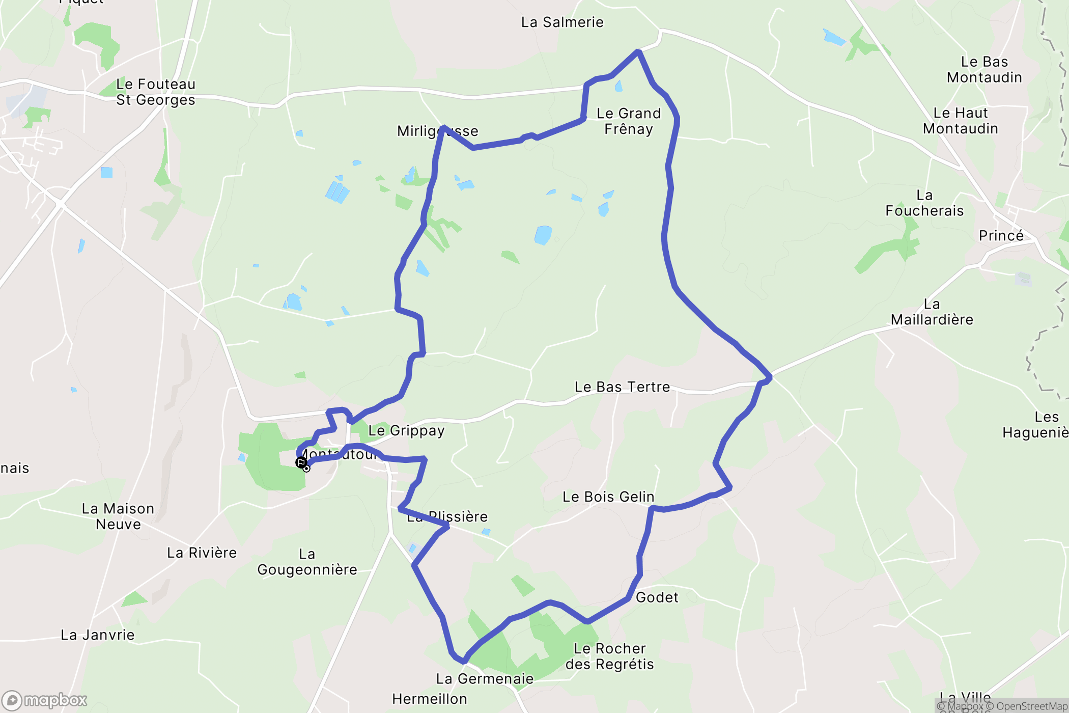 Montautour : carte du parcours de randonnée - France