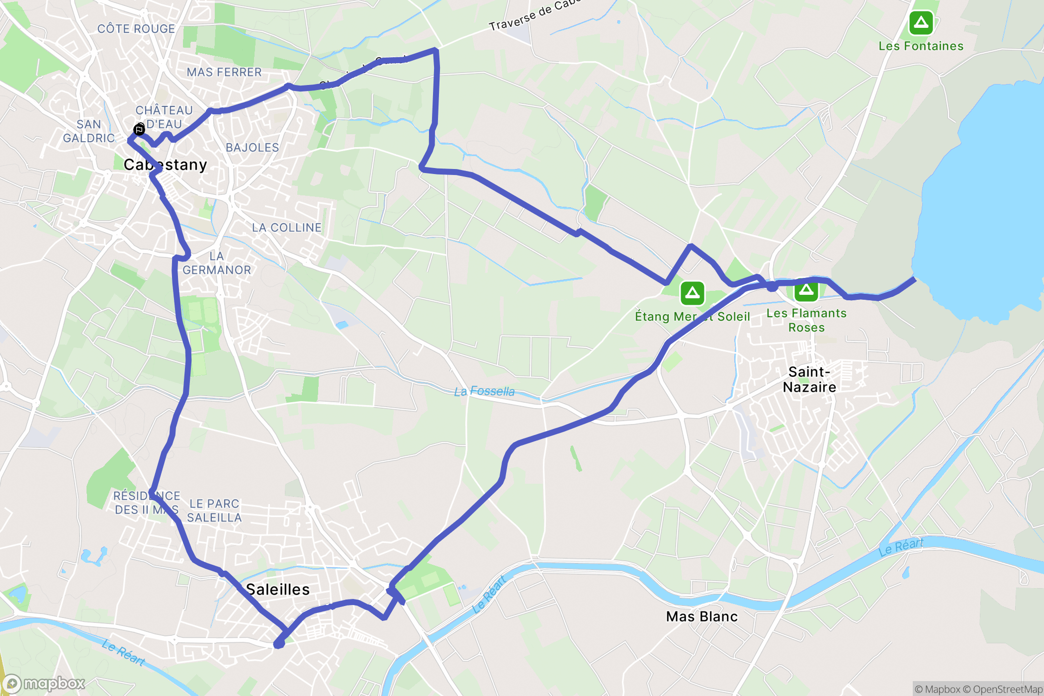 Cabestany : carte du parcours de randonnée - France