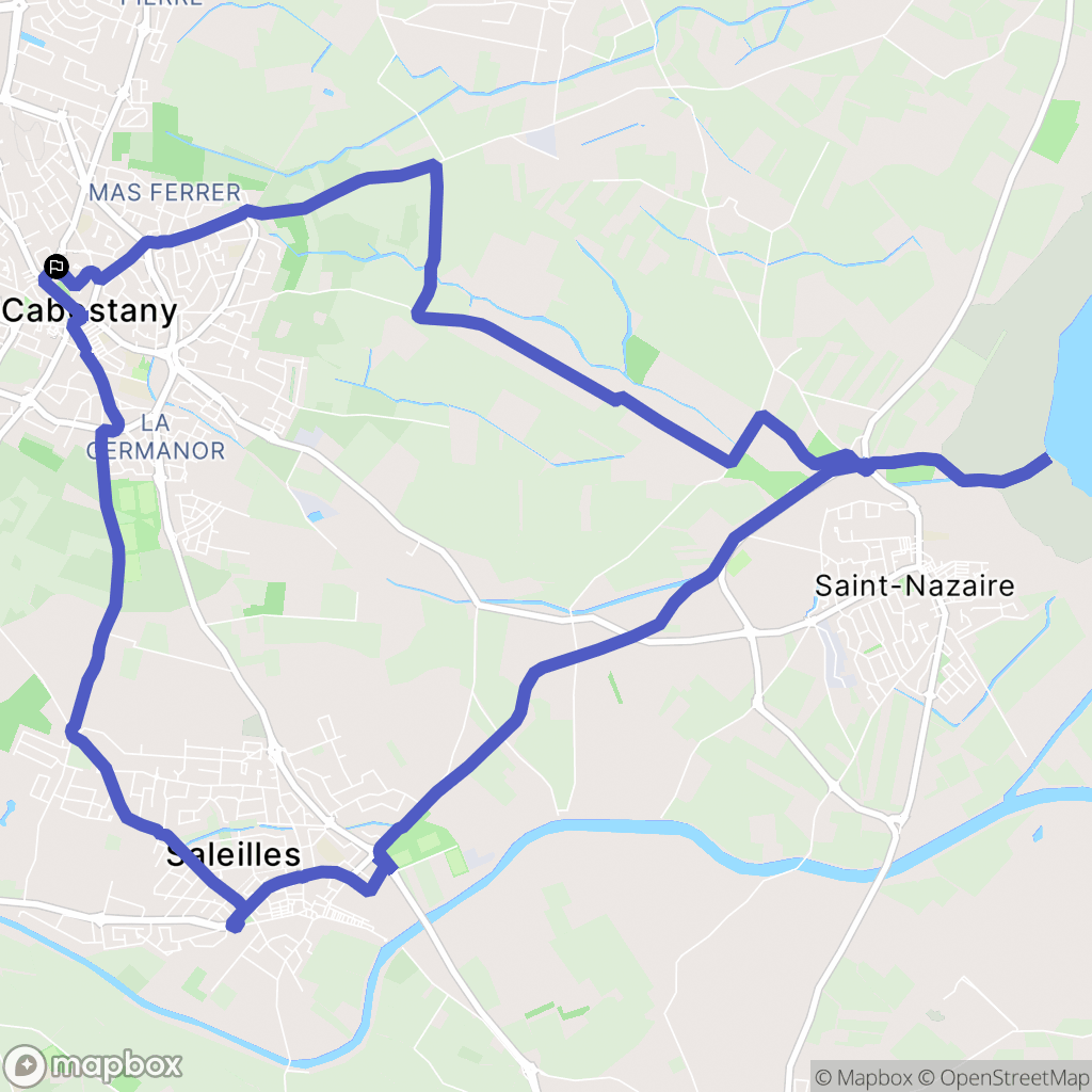 Cabestany : carte du parcours de randonnée - France