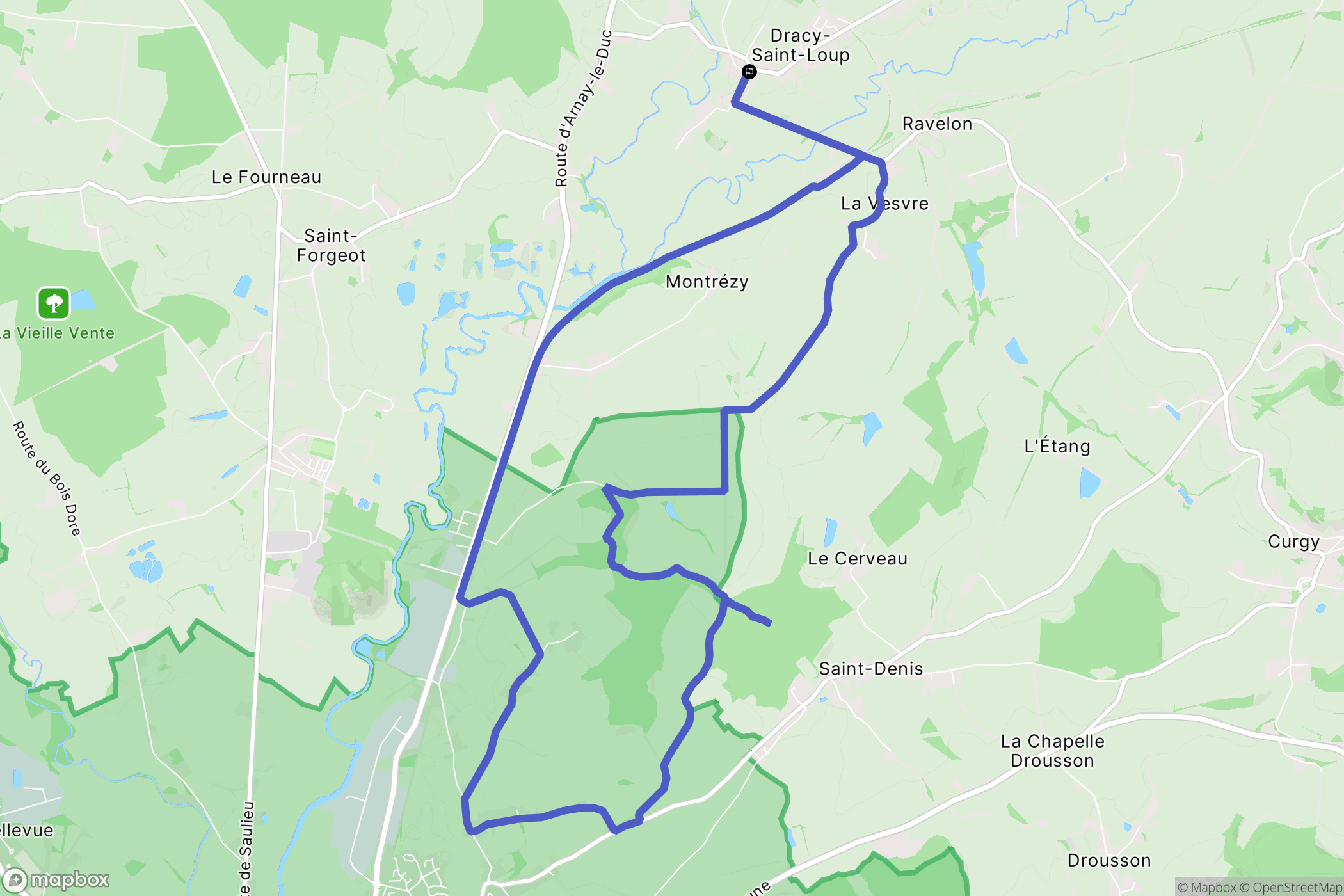 Dracy-Saint-Loup : carte du parcours de randonnée - France