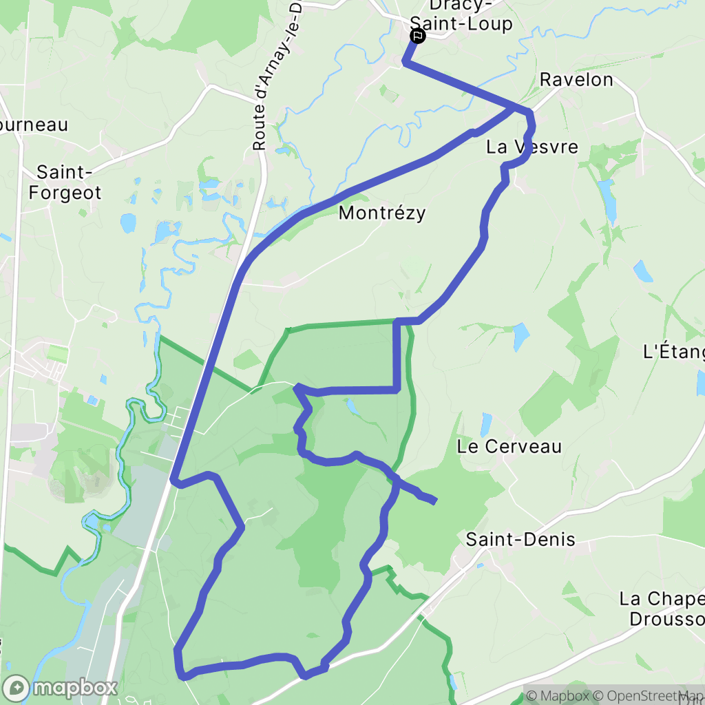 Dracy-Saint-Loup : carte du parcours de randonnée - France