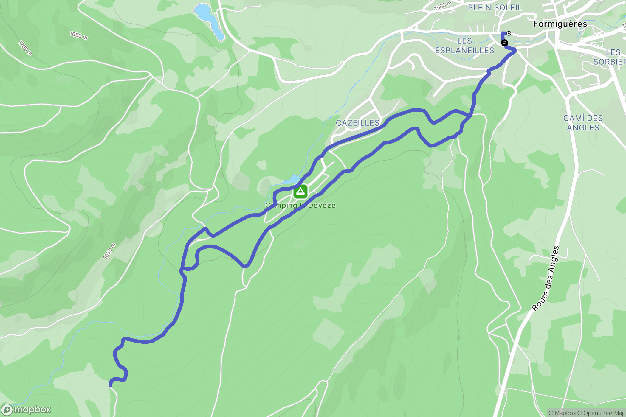 Formiguères : carte du parcours de randonnée - France