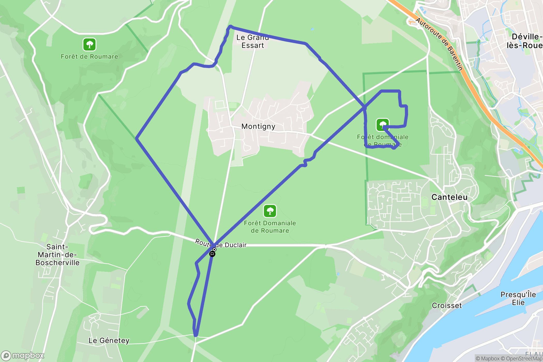 Canteleu : carte du parcours de randonnée - France