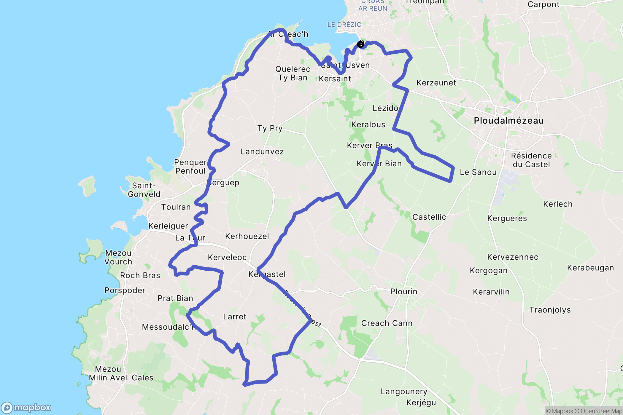Ploudalmézeau : carte du parcours de randonnée - France