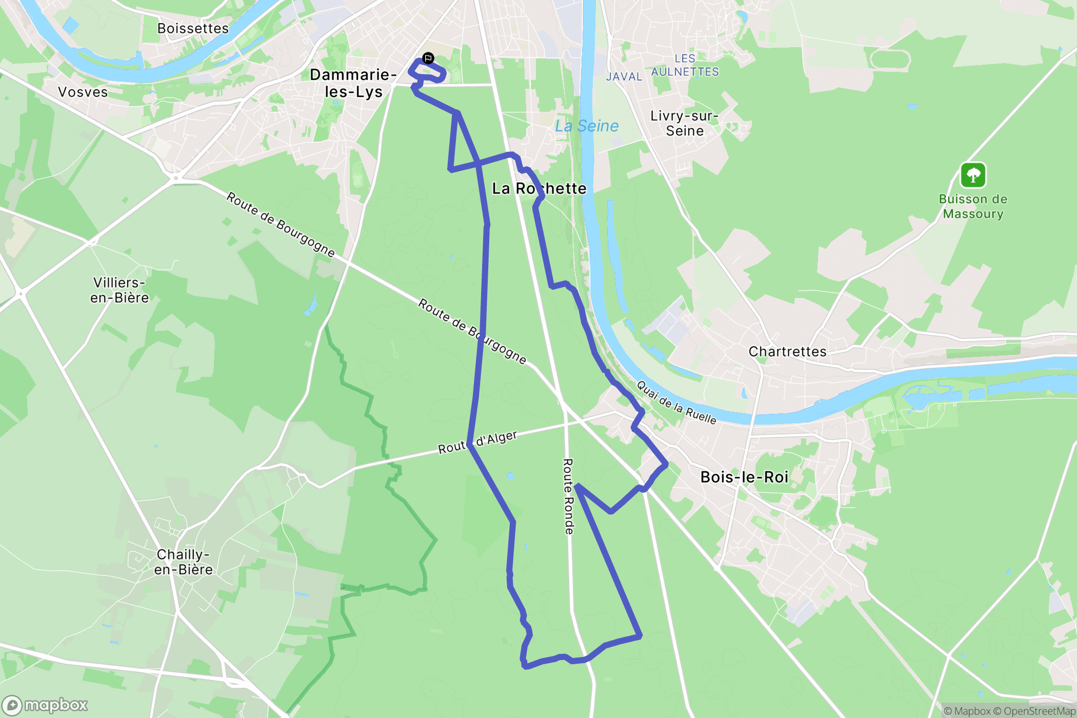 Dammarie-les-Lys : carte du parcours de randonnée - France