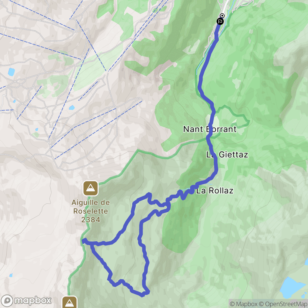 Les Contamines-Montjoie : carte du parcours de randonnée - France