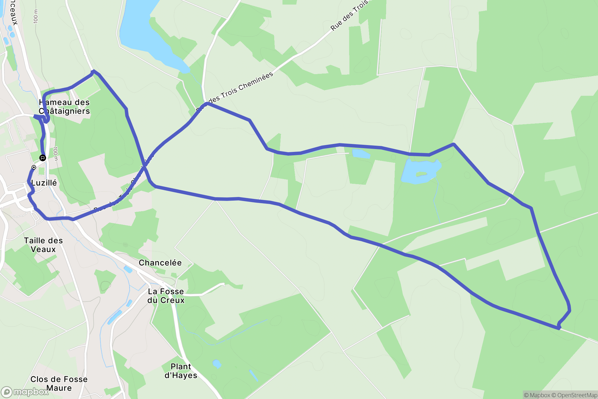 Luzillé : carte du parcours de randonnée - France