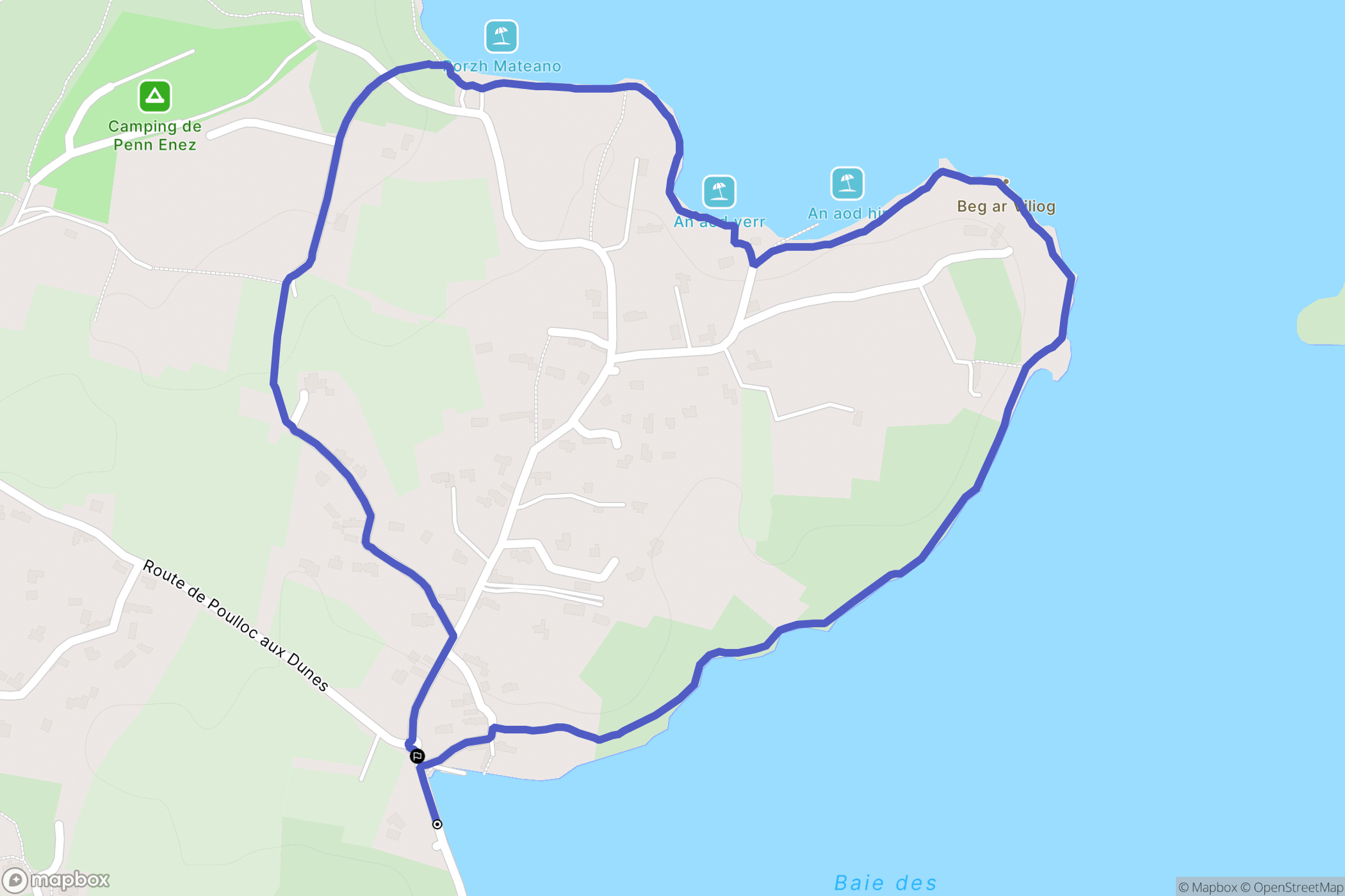 Landéda : carte du parcours de randonnée - France