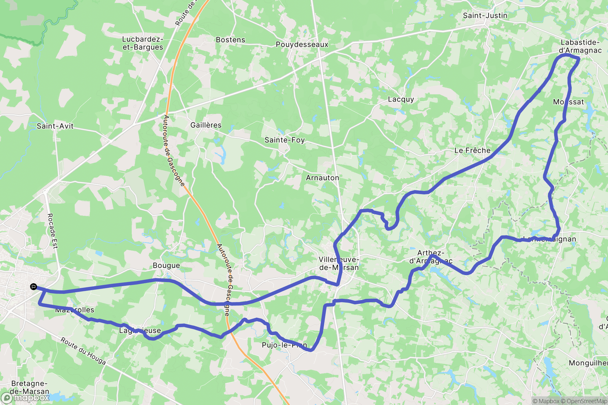 Mont-de-Marsan : carte du parcours de randonnée - France