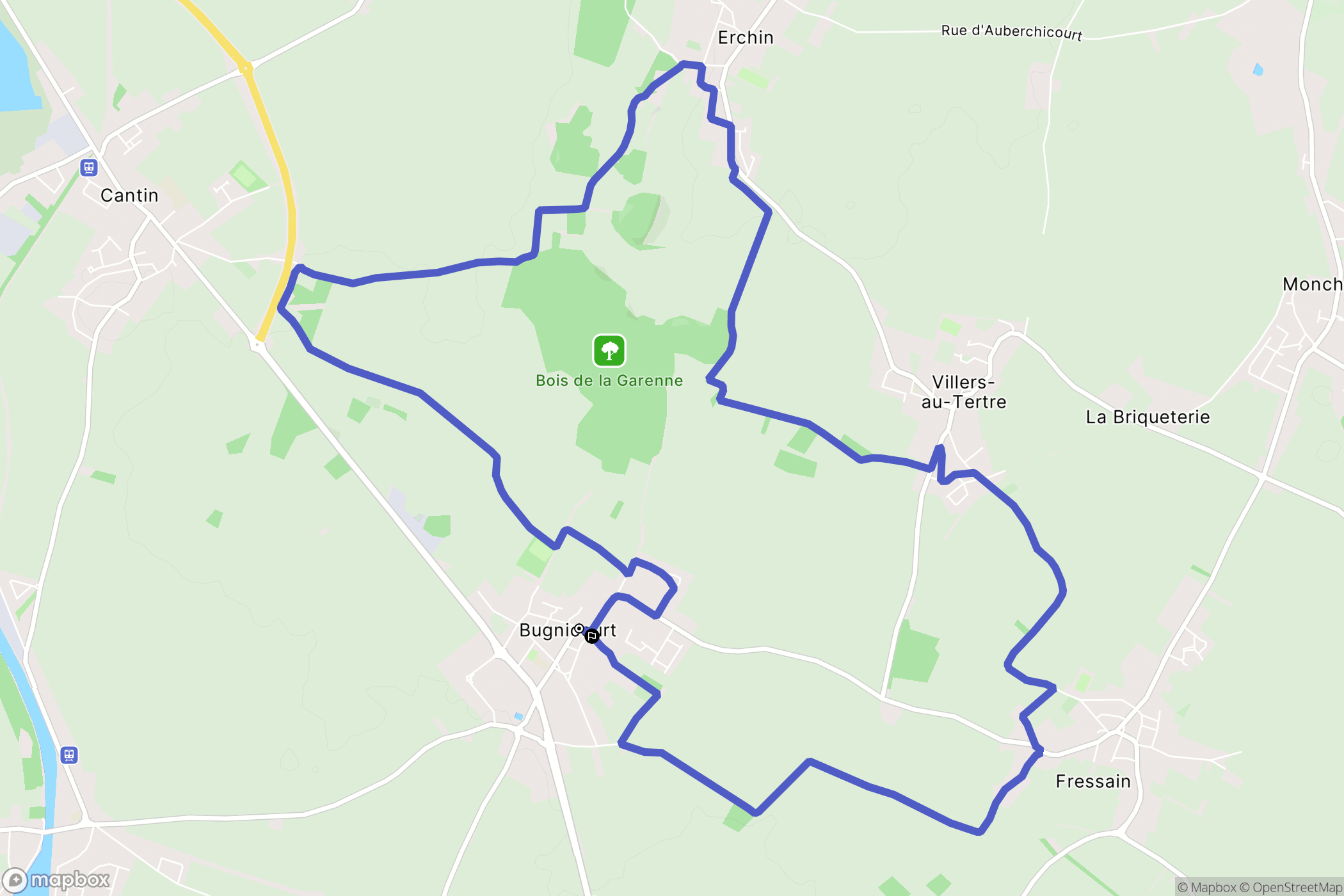 Bugnicourt : carte du parcours de randonnée - France