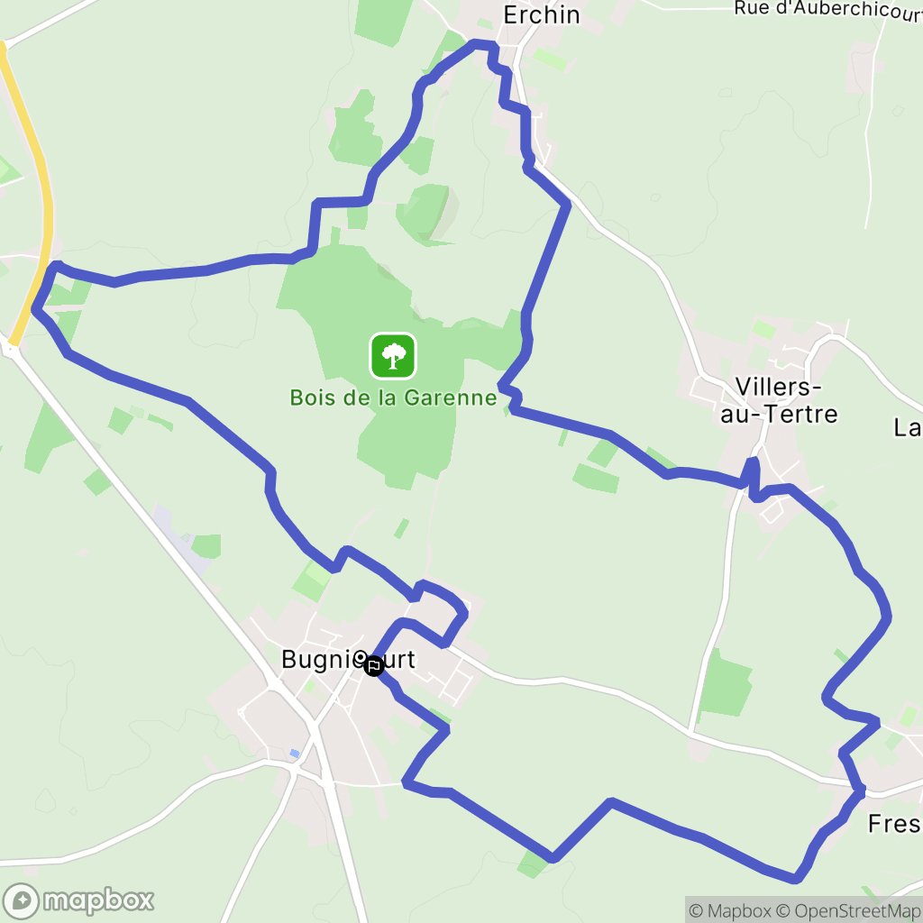 Bugnicourt : carte du parcours de randonnée - France