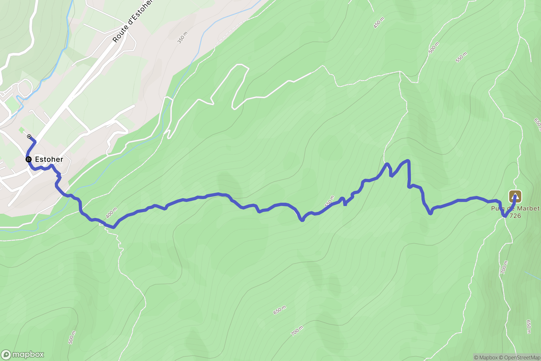 Estoher : carte du parcours de randonnée - France