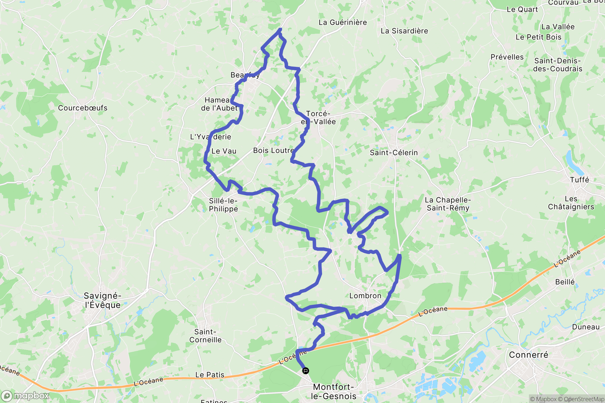 Montfort-le-Gesnois : carte du parcours de randonnée - France