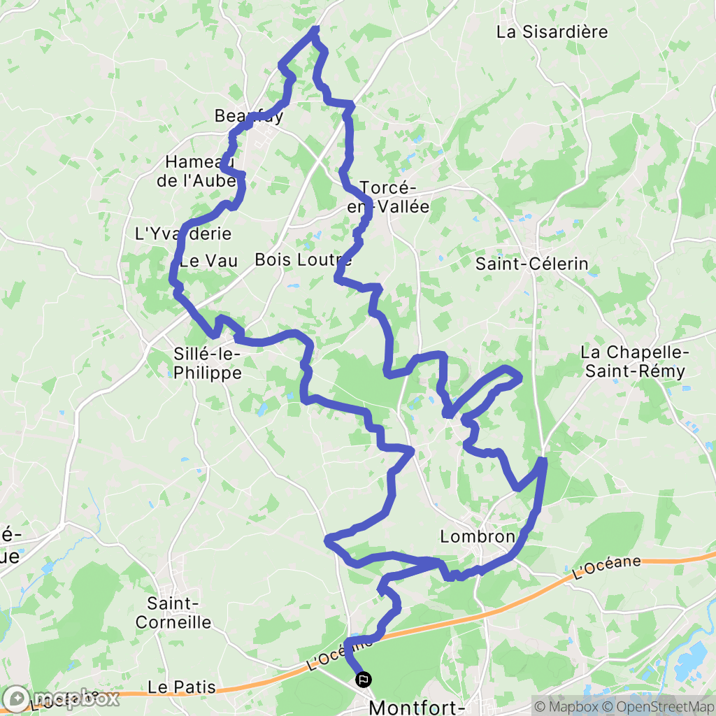 Montfort-le-Gesnois : carte du parcours de randonnée - France