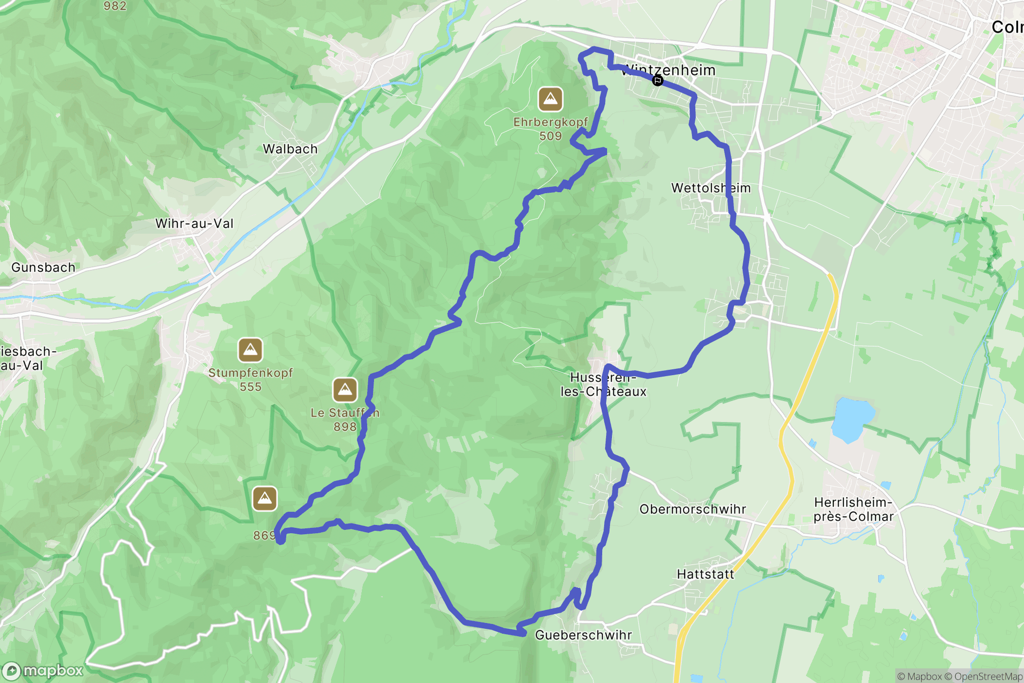 Wintzenheim : carte du parcours de randonnée - France