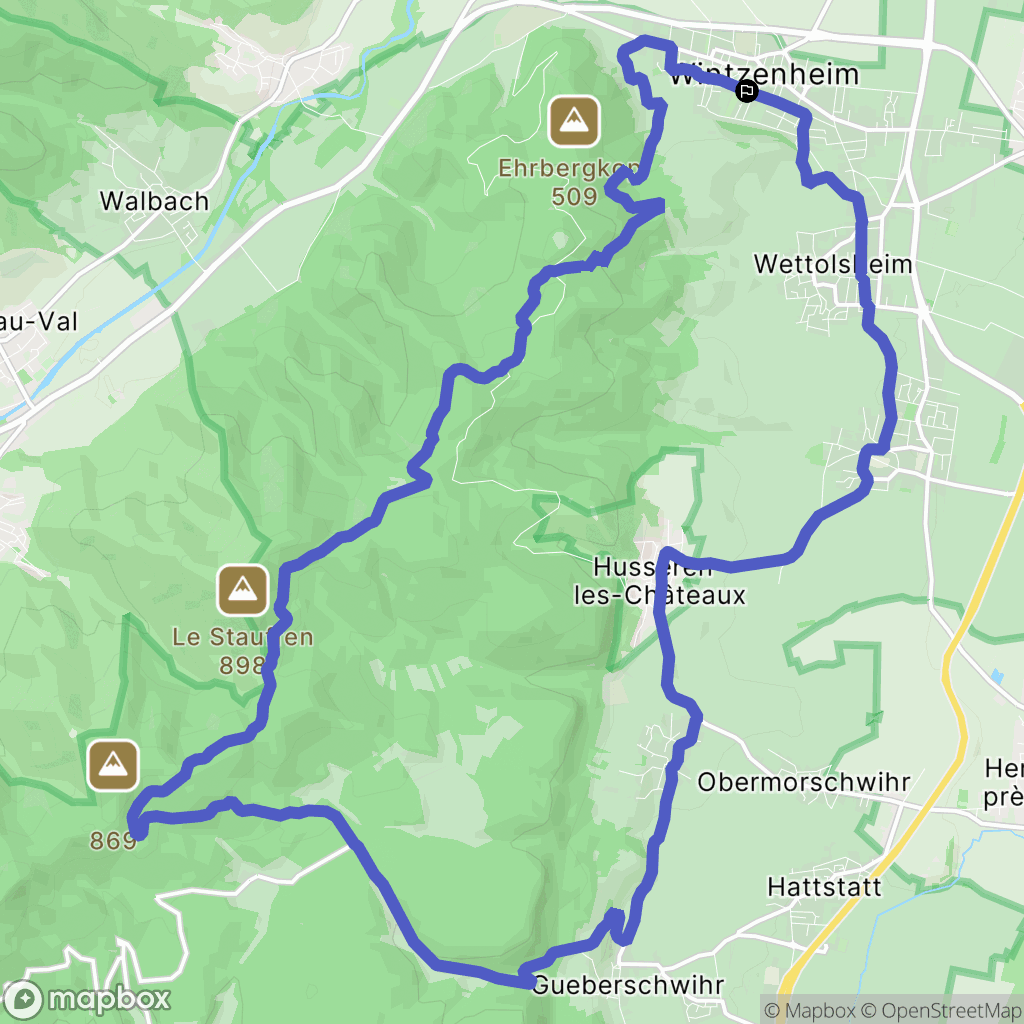 Wintzenheim : carte du parcours de randonnée - France