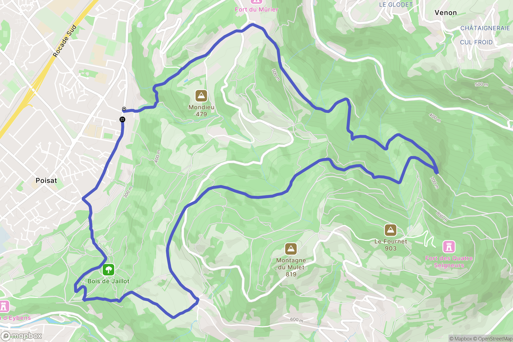 Saint-Martin-d'Hères : carte du parcours de randonnée - France