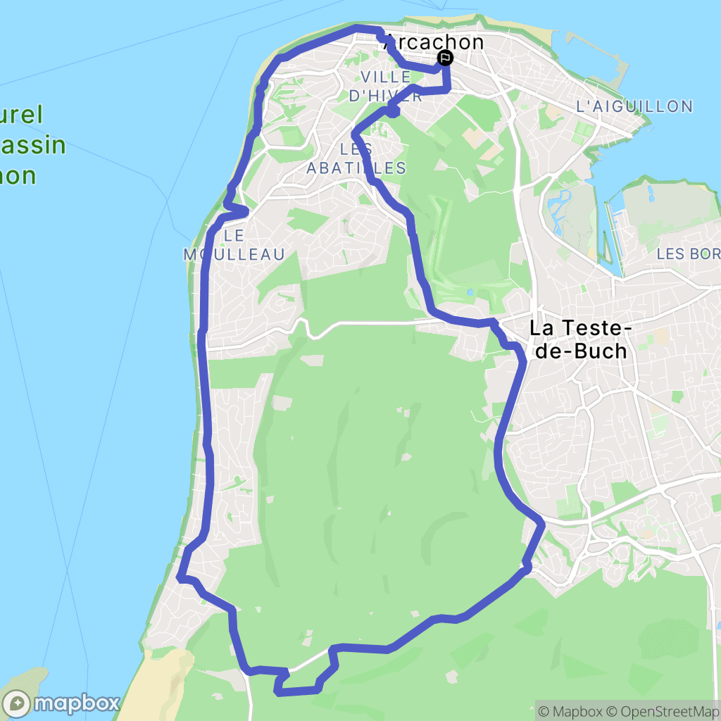 Arcachon : carte du parcours de randonnée - France