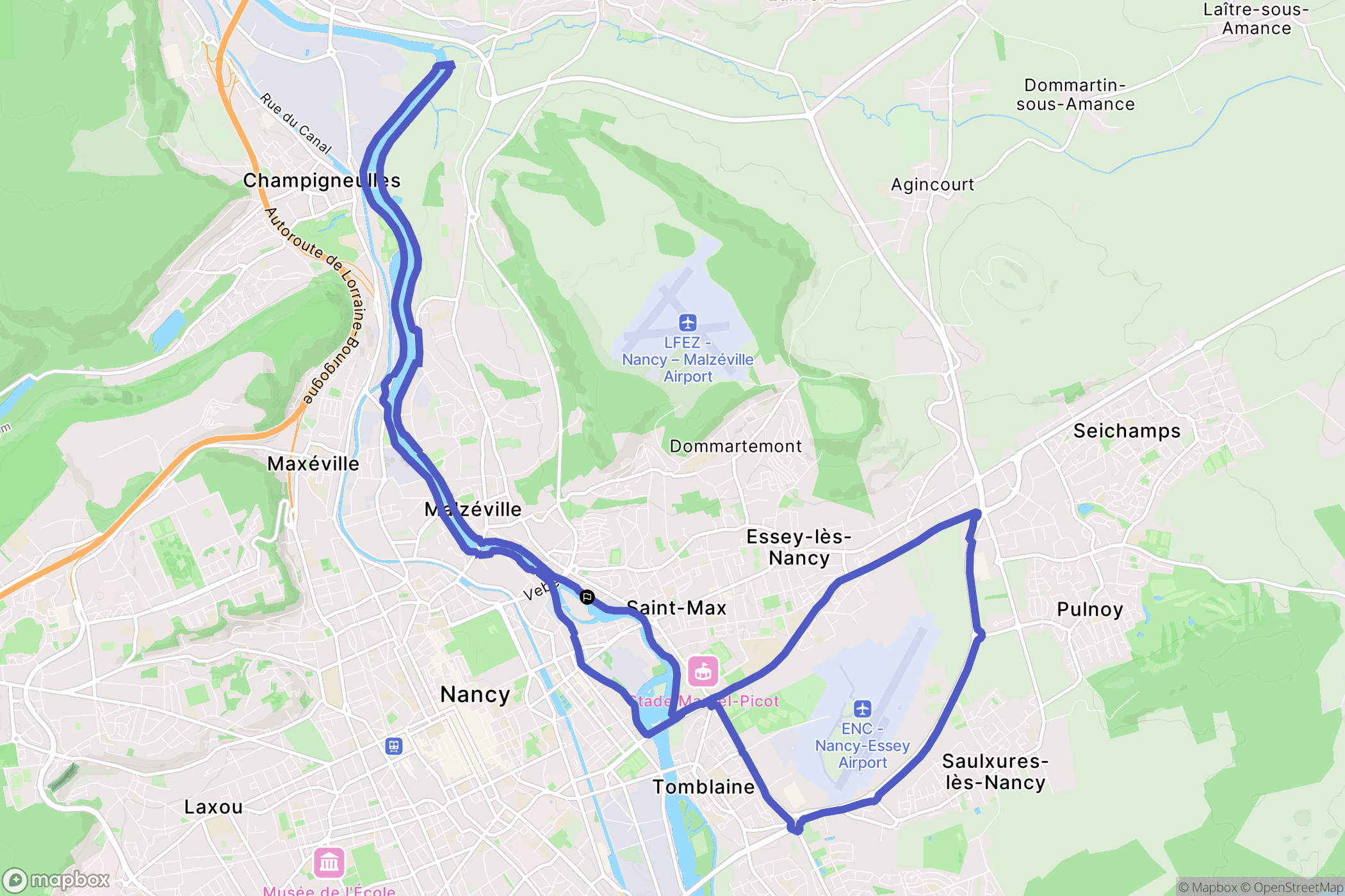Saint-Max : carte du parcours de randonnée - France